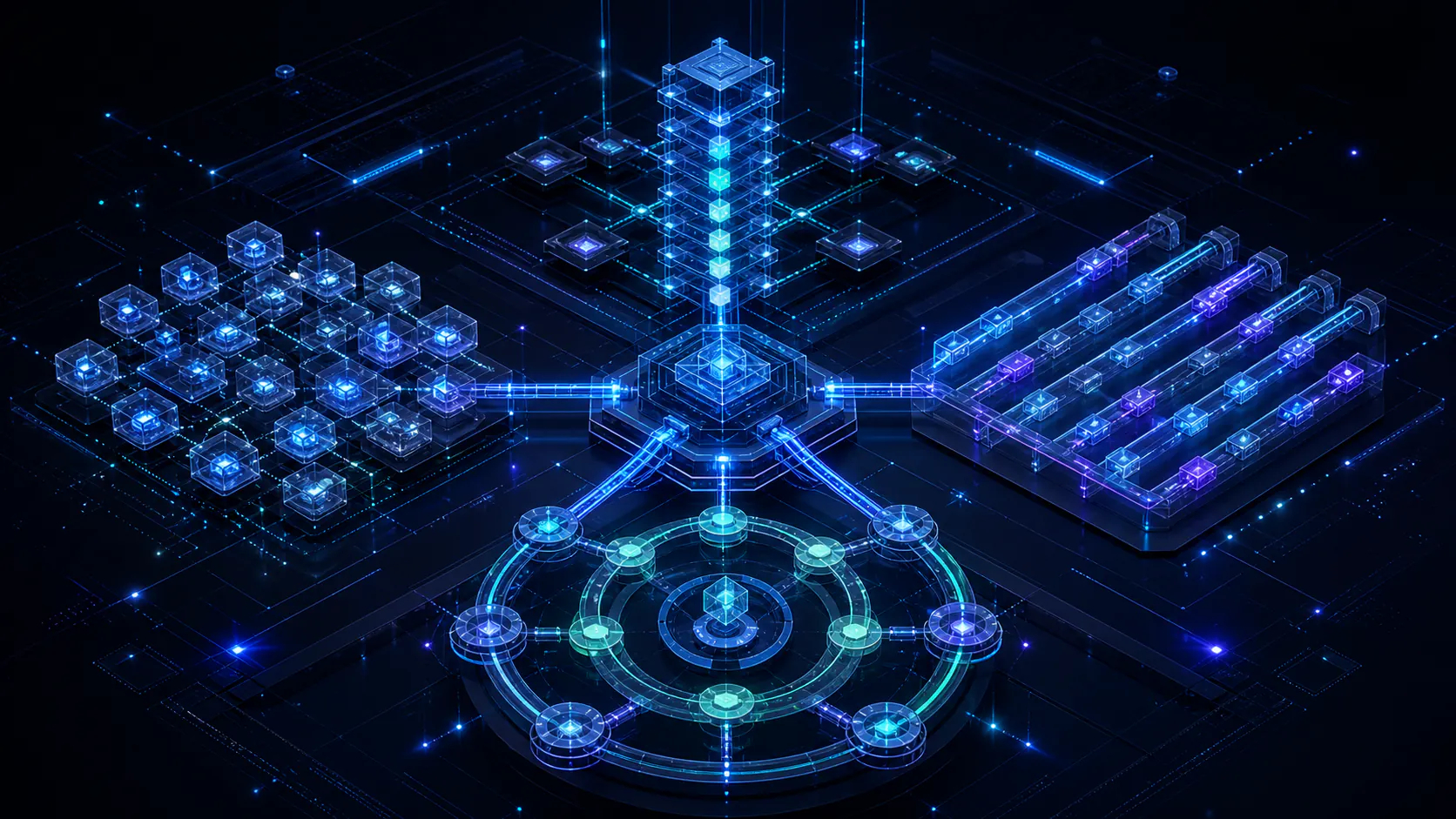 Four-stage asset integration diagram connecting network analysis, contract verification, capability controls and deployment approval.